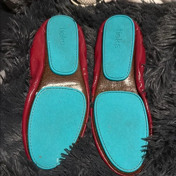 Tieks Red Ballet Flats with Glossy Finish - Picture 2 of 2